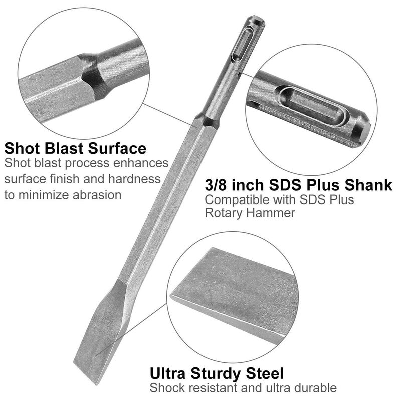 APACALI 7pc 3/8 inch SDS Plus Drill Chisel Set, Includes 40mm, 20mm & Specialty Chisels - Image 4